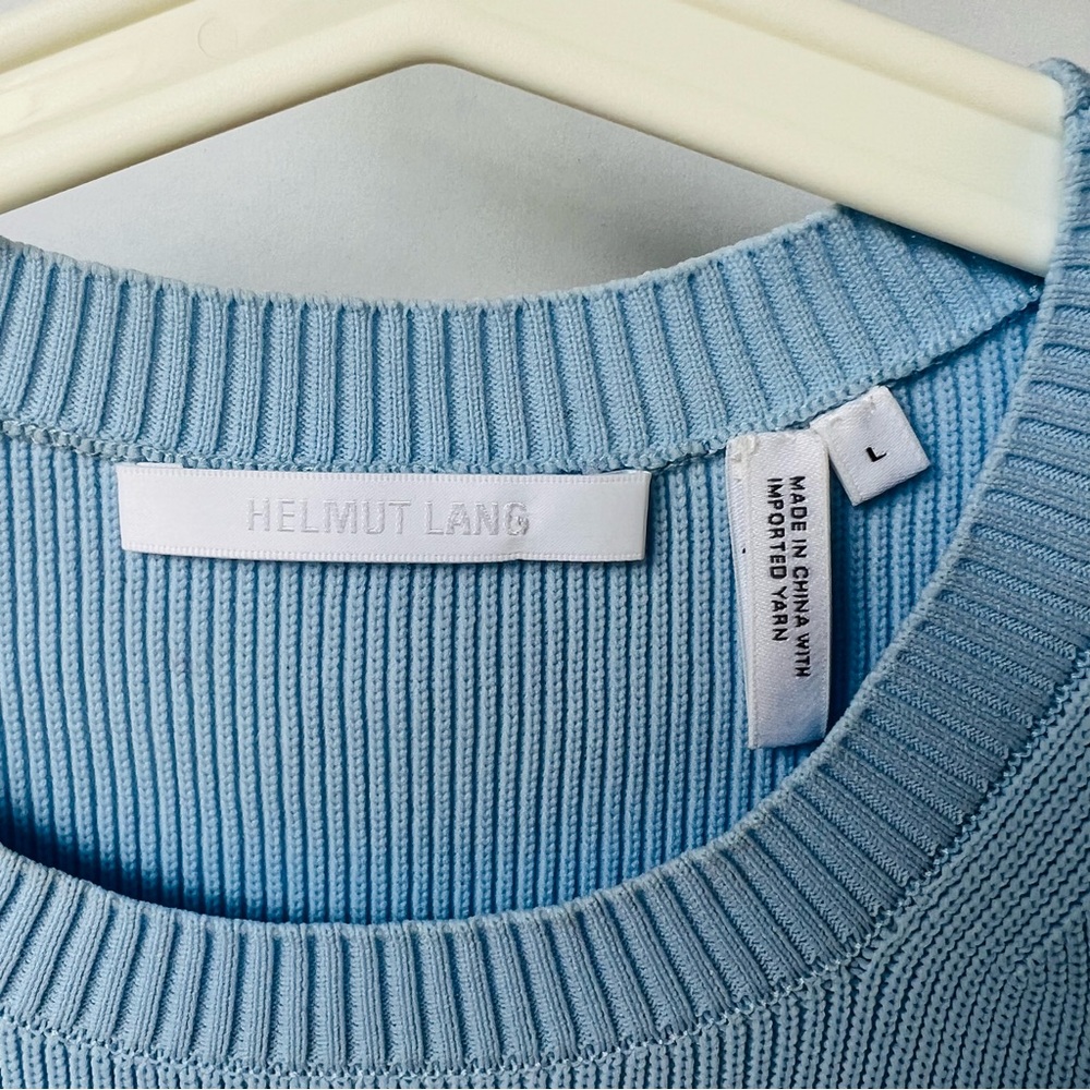 Helmut Lang ribbed knit base sweater in baby blue - Picture 5 of 7